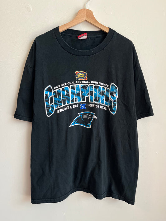 2004 Carolina Panthers NFC Champions Faded Black Tee (XL)