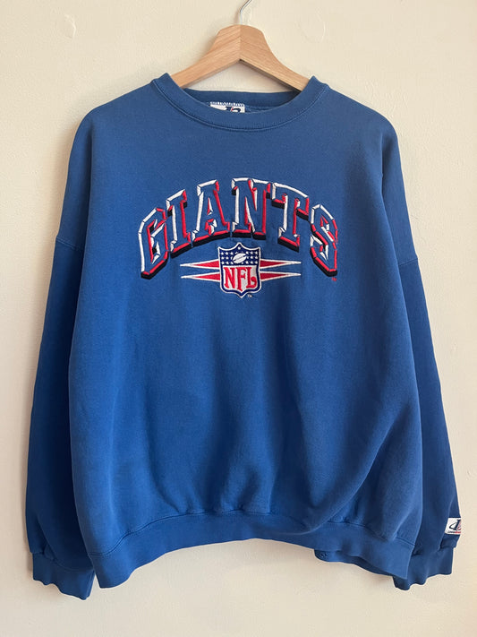 90s New York Giants Logo Athletics Blue Crewneck (XL)
