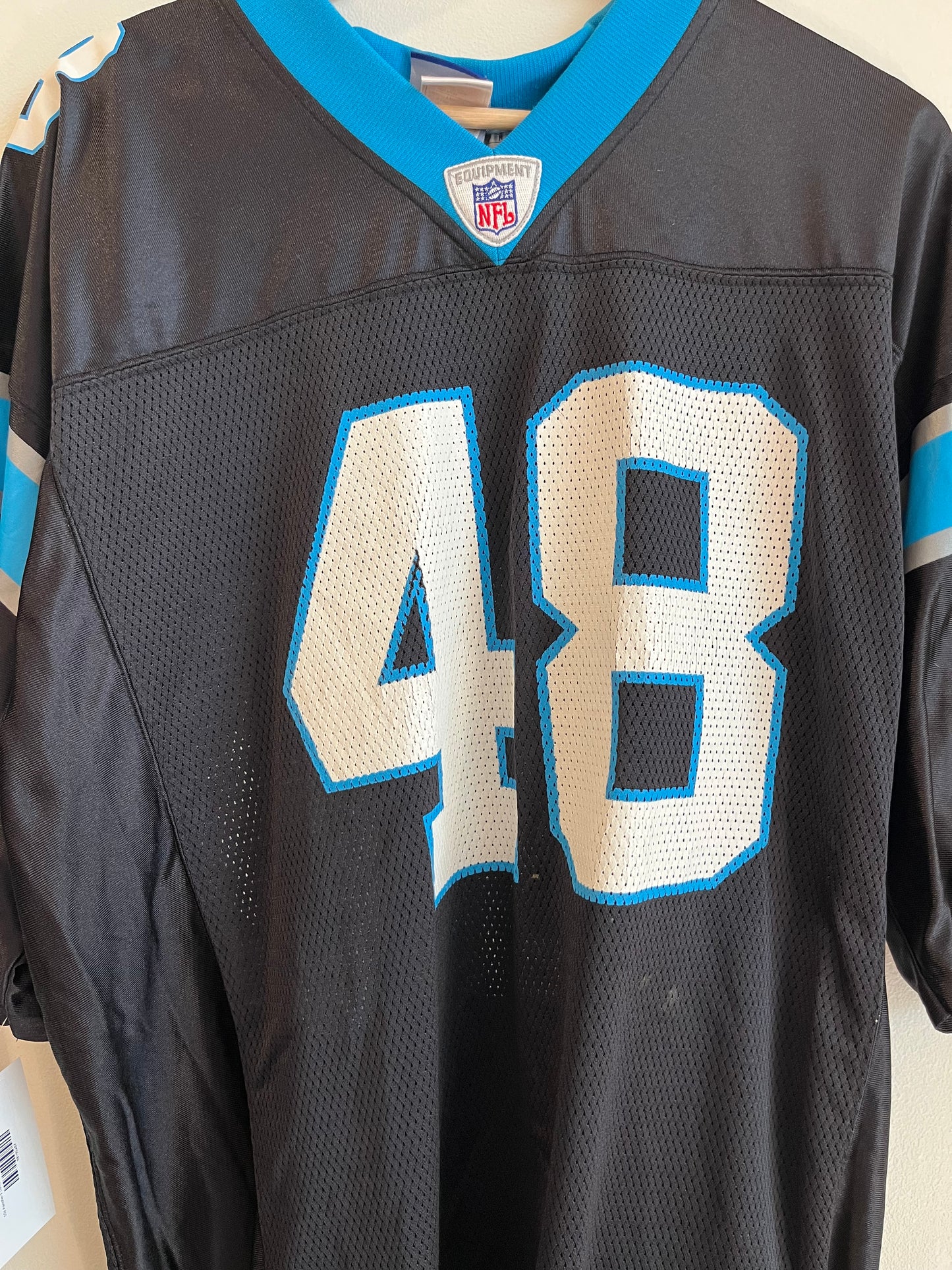 00s Carolina Panthers Stephen Davis #48 Reebok Home Jersey (L)