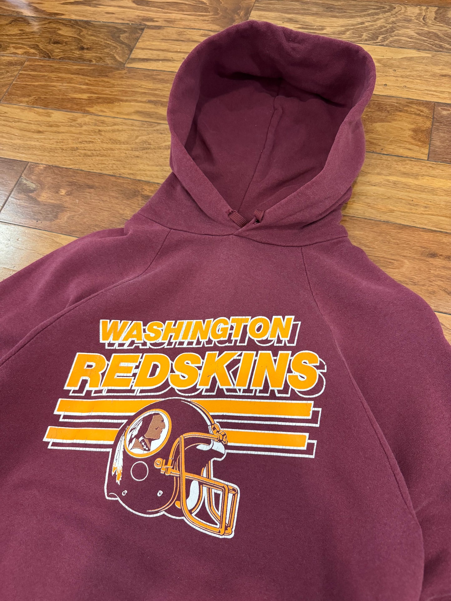 80s Washington Redskins Spell Out Helmet Logo 7 Hoodie (M)