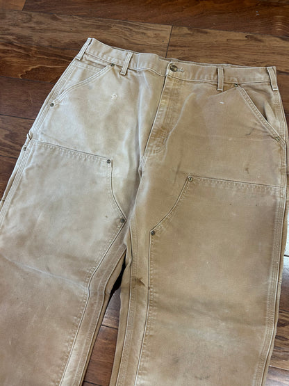 2015 Carhartt Tan Faded Double Knee Pants (38 x 32)