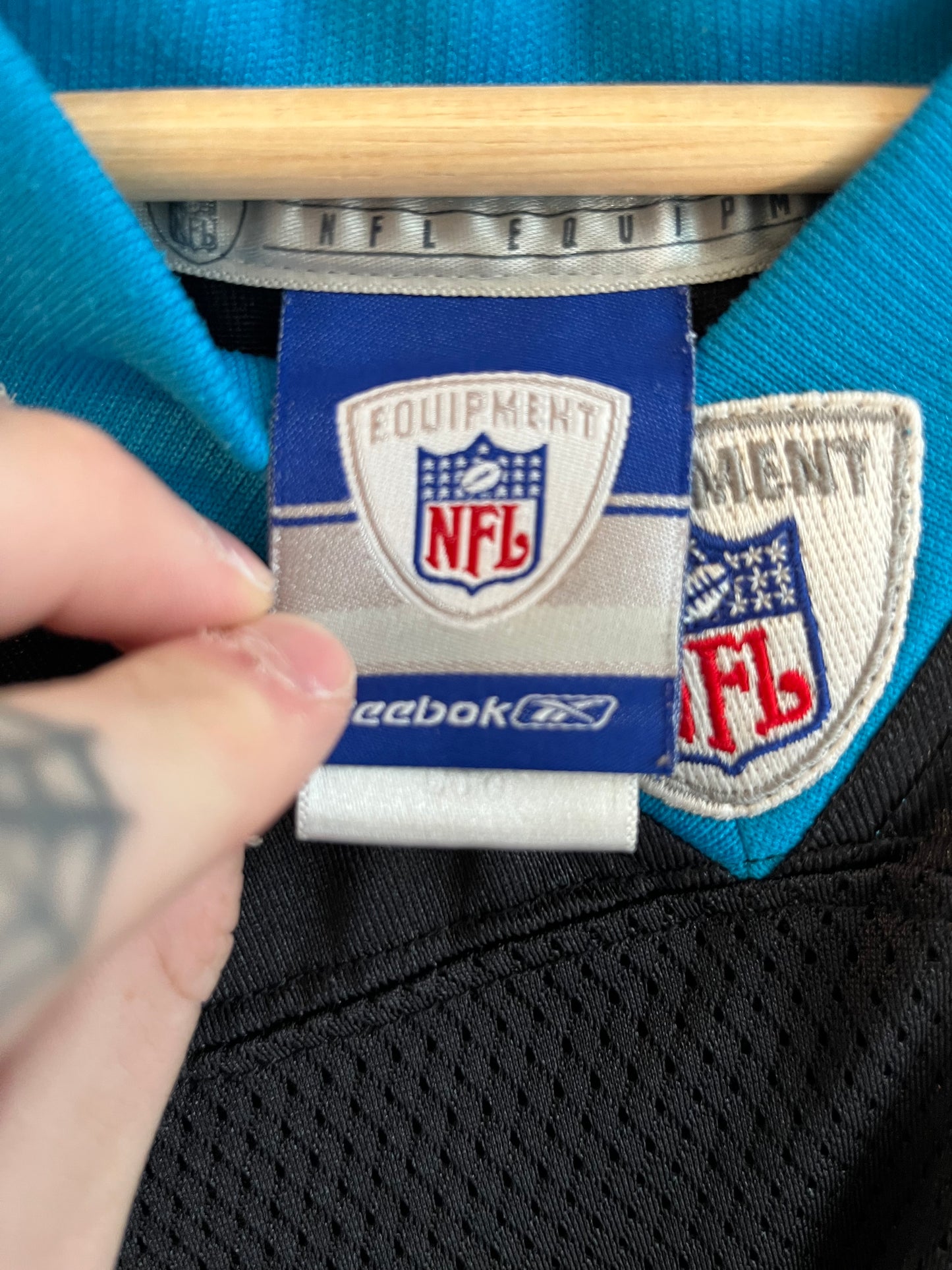 00s Carolina Panthers Stephen Davis #48 Reebok Home Jersey (L)