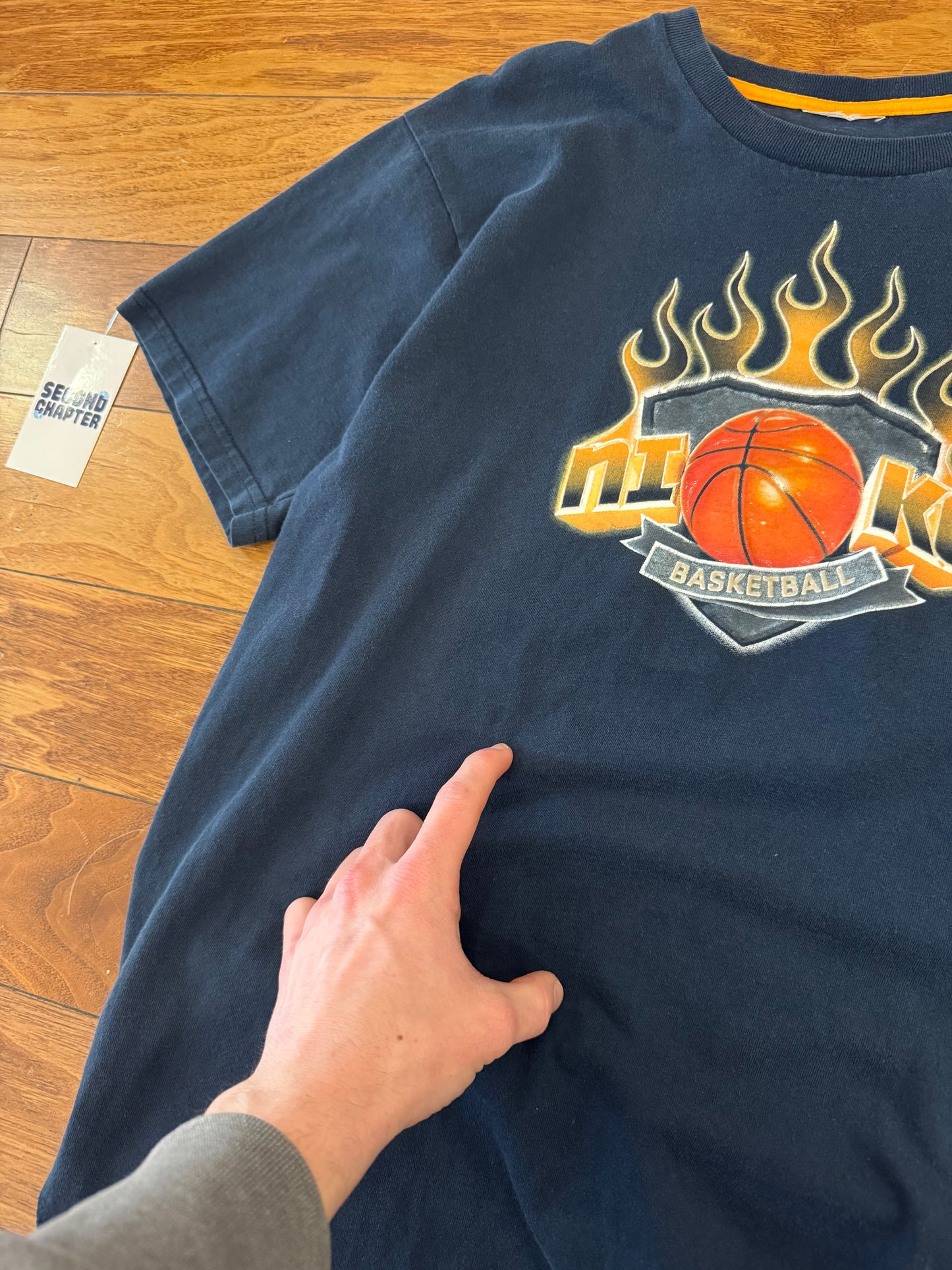 00s Nike Flames Graphic Basketball Tee (S)