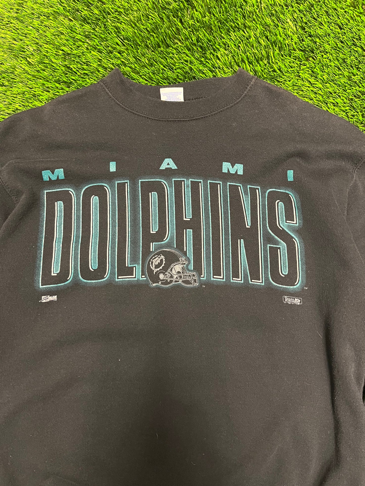 90s Miami Dolphins Salem Spell Out Black Crewneck (L)