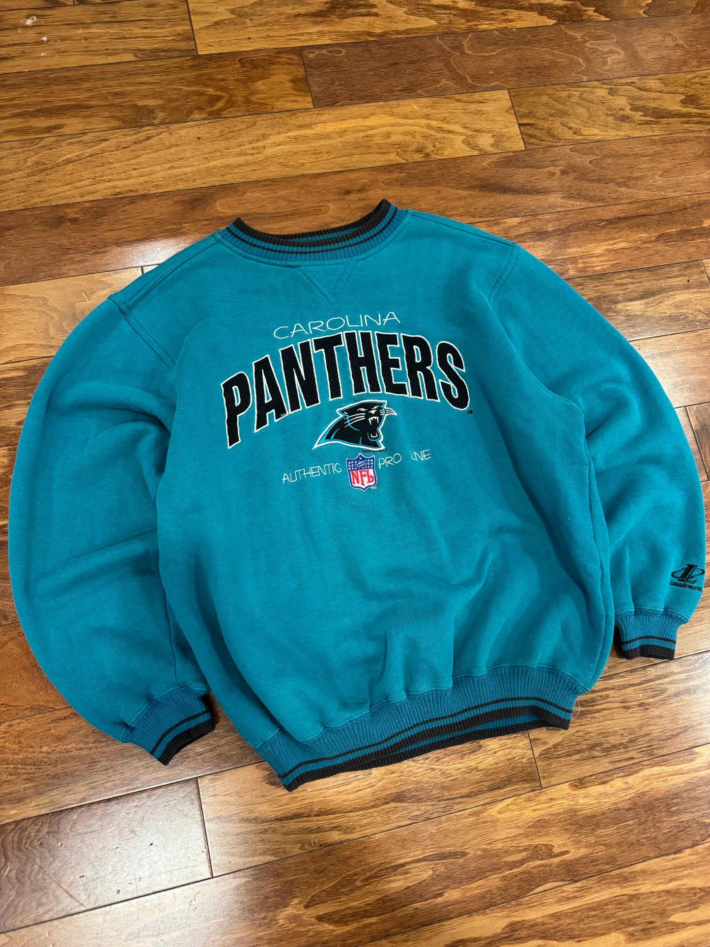90s Carolina Panthers Faded Blue Logo Athletic Crewneck (XL)
