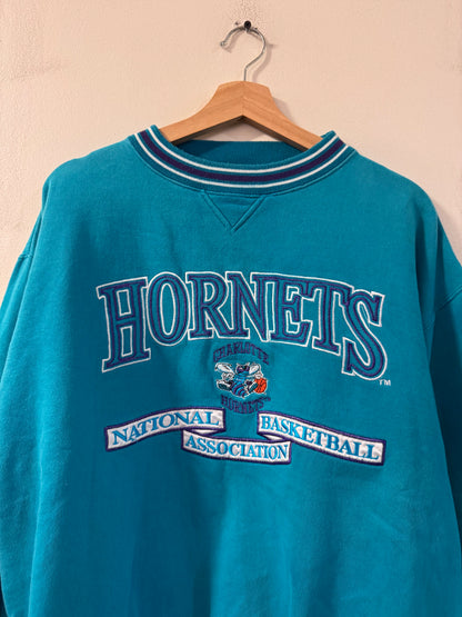 90s Charlotte Hornets Logo Athletic Teal Crewneck (L)