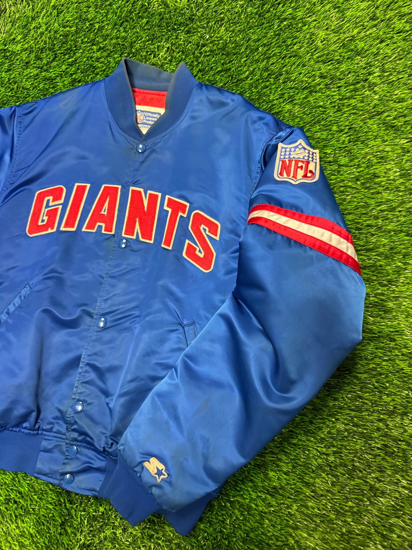 80s New York Giants Vintage Starter Satin Jacket (L)