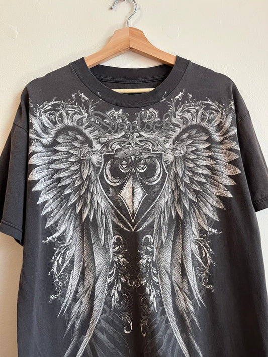 Y2K Tribal Warlock Urban Affliction Style Grey Tee (L)