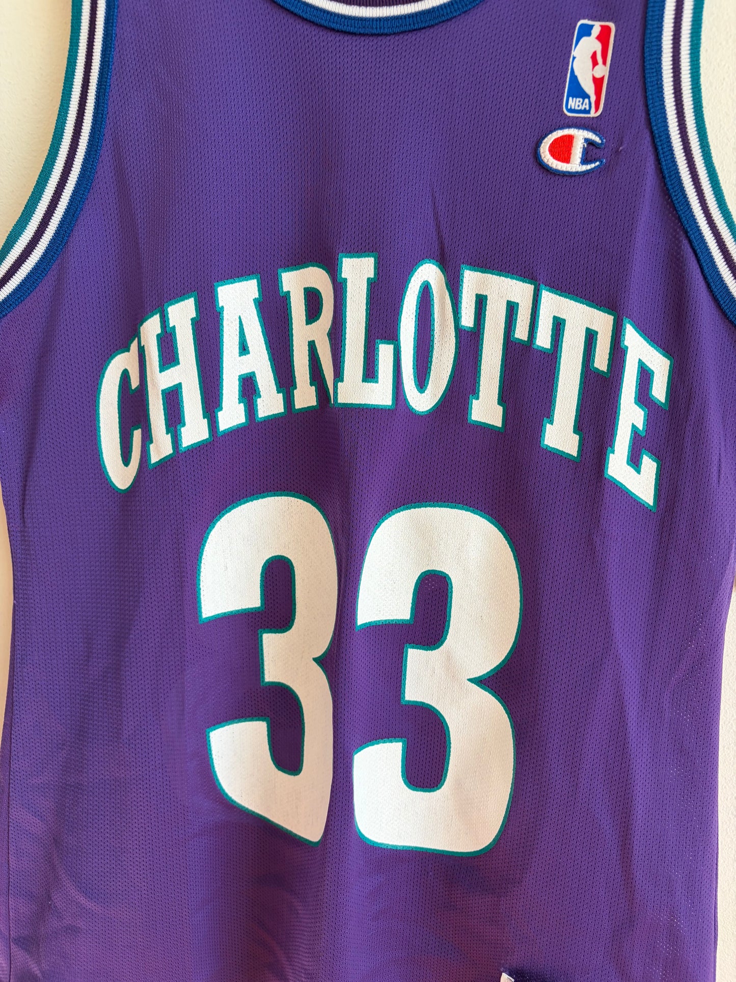 1990s Charlotte Hornets Alanzo Mourning Purple Champion Jersey (S)