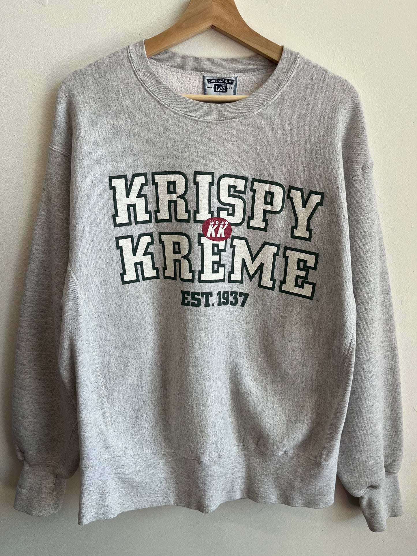 90s Krispy Kreme Lee Reverse Weave Style Crewneck (L)