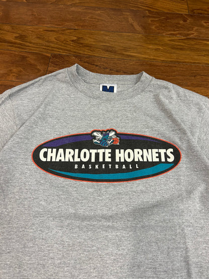 90s Charlotte Hornets Basketball Grey Tee (M)