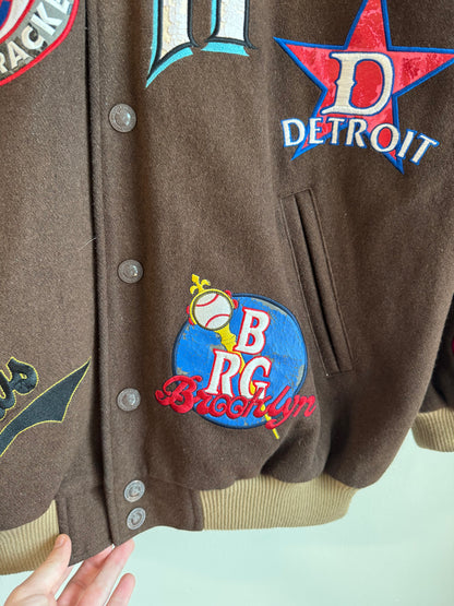 00s Negro League Baseball Mocha Patchwork Jacket (XL)