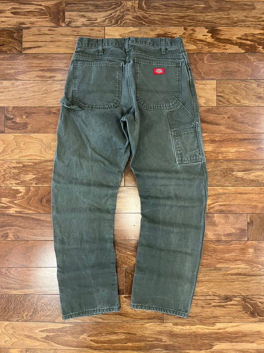 00s Dickies Olive Green Red Tab Carpenter Pants (32 x 32)