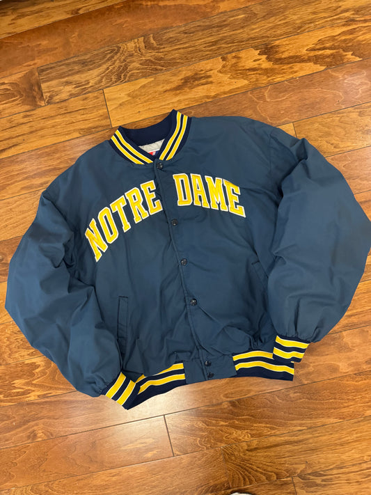 80s Notre Dame Boxy Swingster Vintage Windbreaker Varsity Jacket (L)