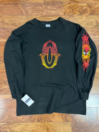2001 Spiderman Flames Sleeve Hit Long-Sleeve Shirt (L)