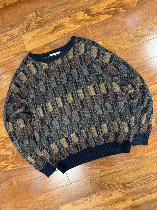 90s Geoffrey Beene Square Pattern Sweater (XL)