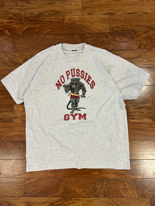 90s No Pussies Gym Grey Tee (XL)