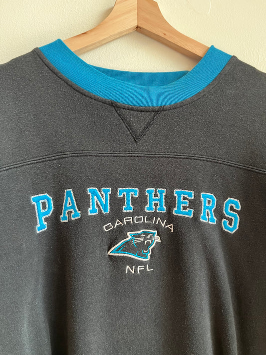 00s Carolina Panthers Embroidered Spell Out NFL Crewneck (XXL)