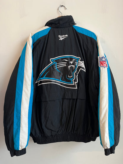 90s Carolina Panthers Reebok Striped Puffer Jacket (L)