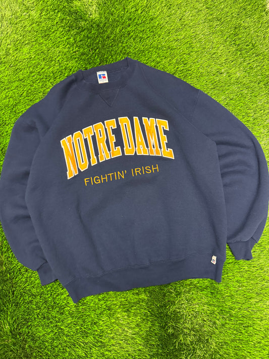 90s University of Notre Dame Vintage Russell Embroidered Crewneck (XL)