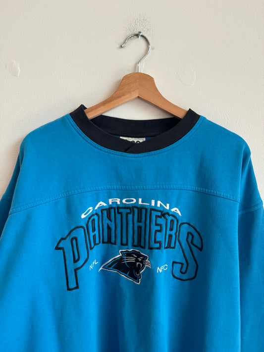 00s Carolina Panthers Embroidered Spell Out Lee Sports Crewneck (L)