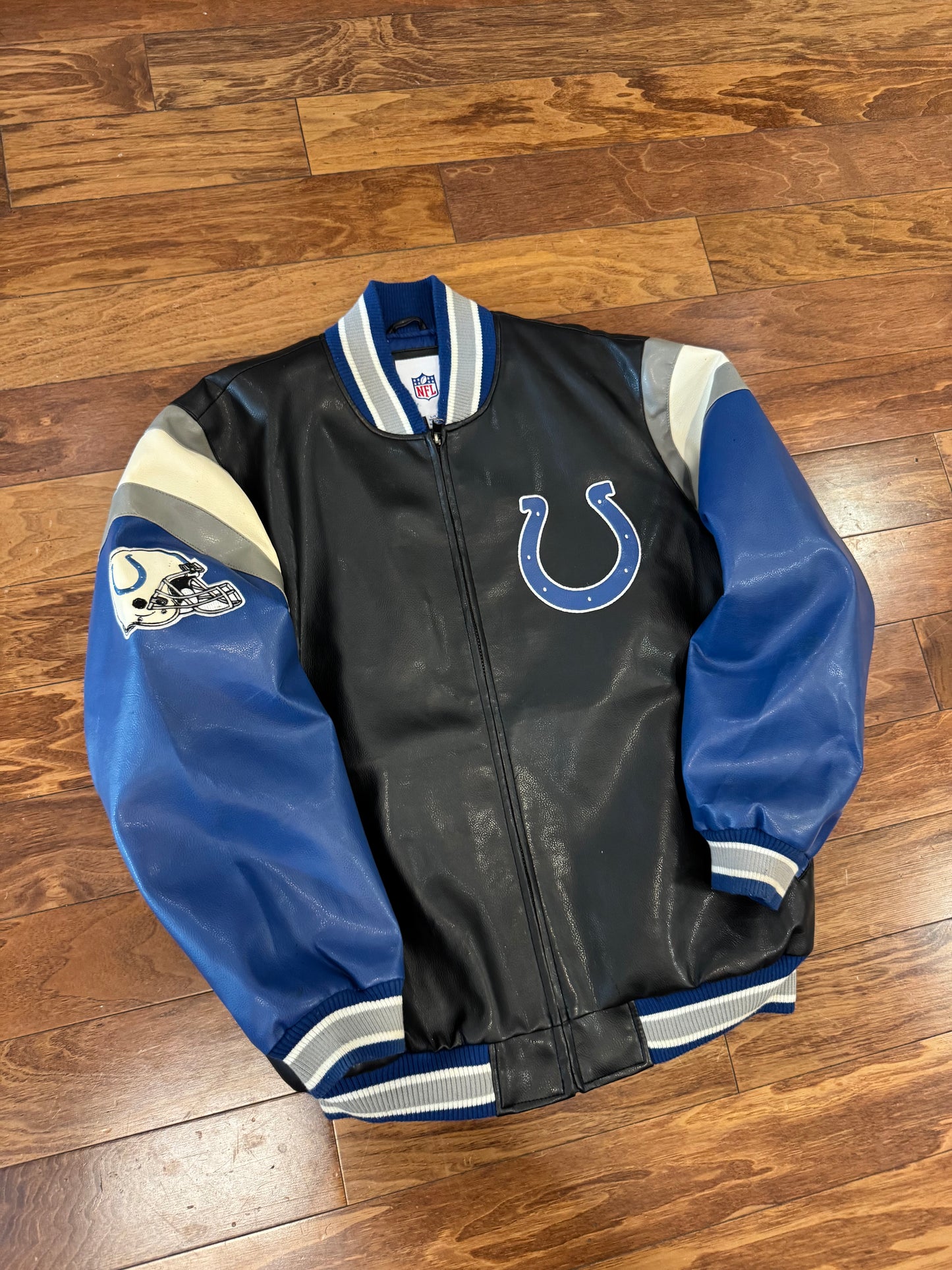 00s Indianapolis Colts Embroidered Leather Jacket (L)
