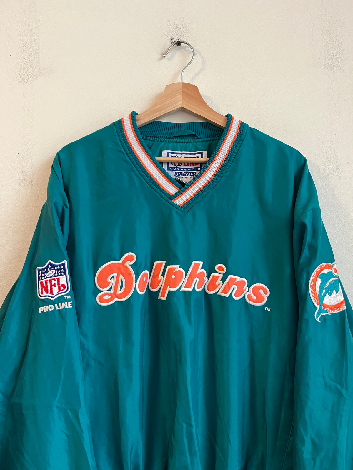 90s Miami Dolphins Starter Teal Spell Out Windbreaker (M)