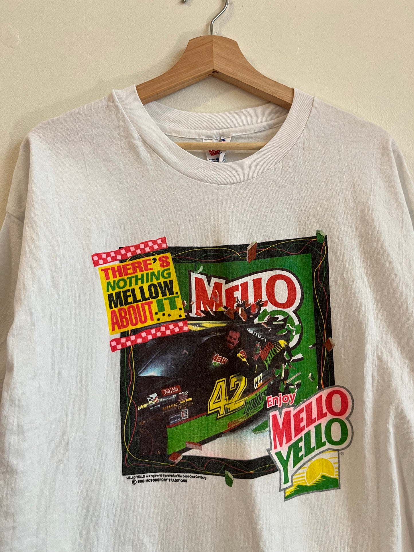 1993 Mellow Yellow Racing Nascar Cropped Tee (XL)