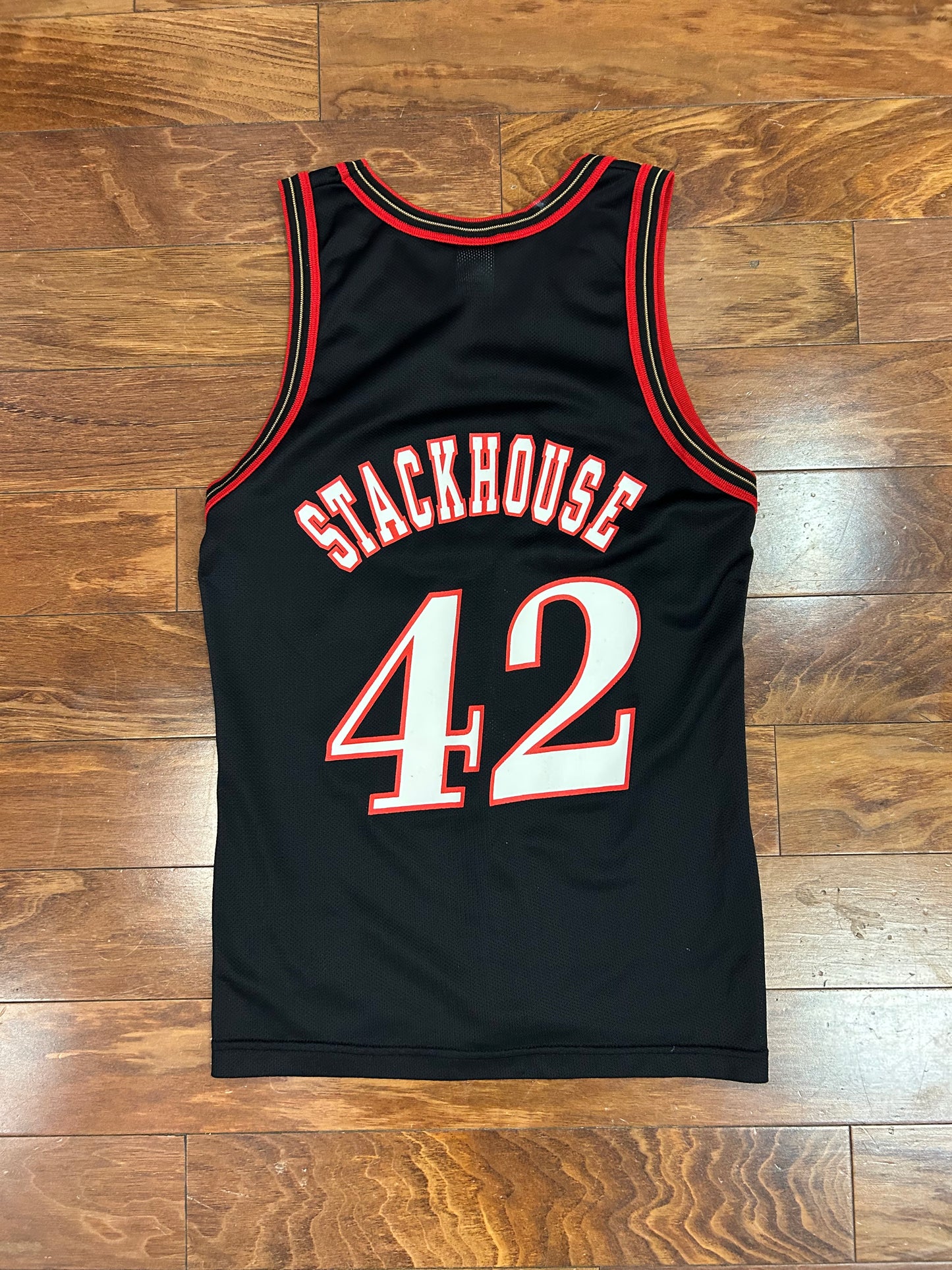 90s Philadelphia 76ers Jerry Stackhouse #42 Champion Vintage NBA Black Jersey (S)