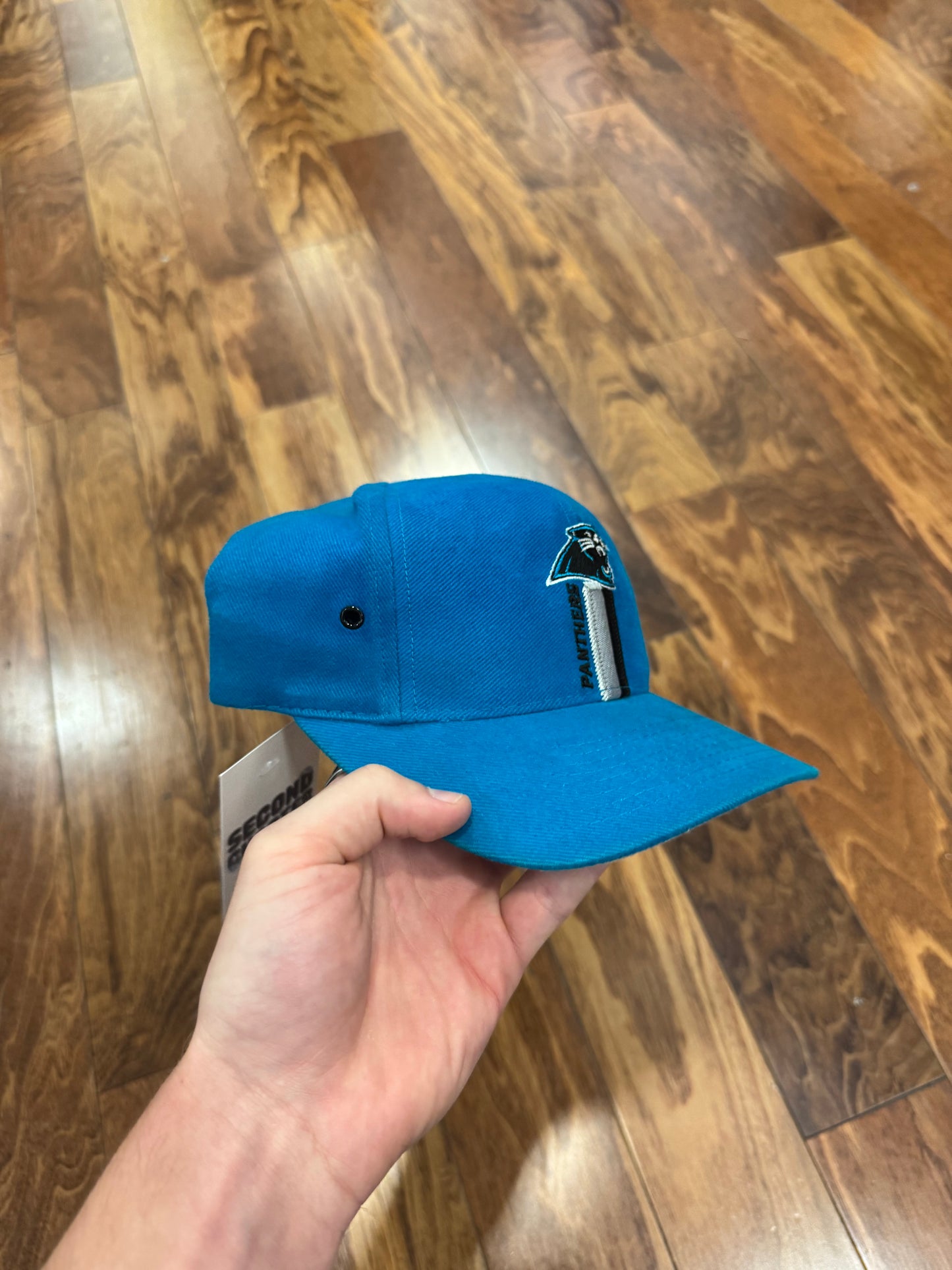90s Carolina Panthers Stripe Logo Athletic Blue Hat (OS)