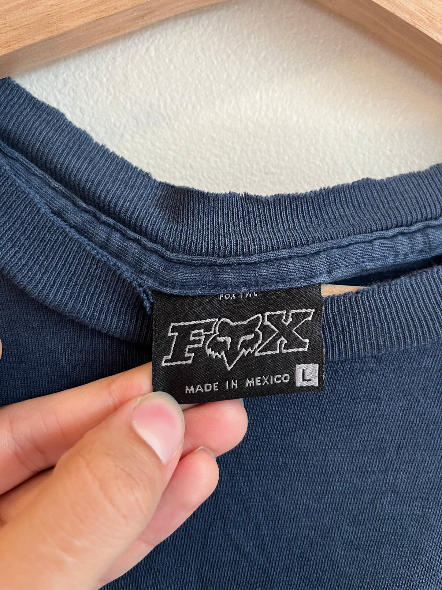 00s Fox Racing Y2K Distressed Faded Navy Tee (L)