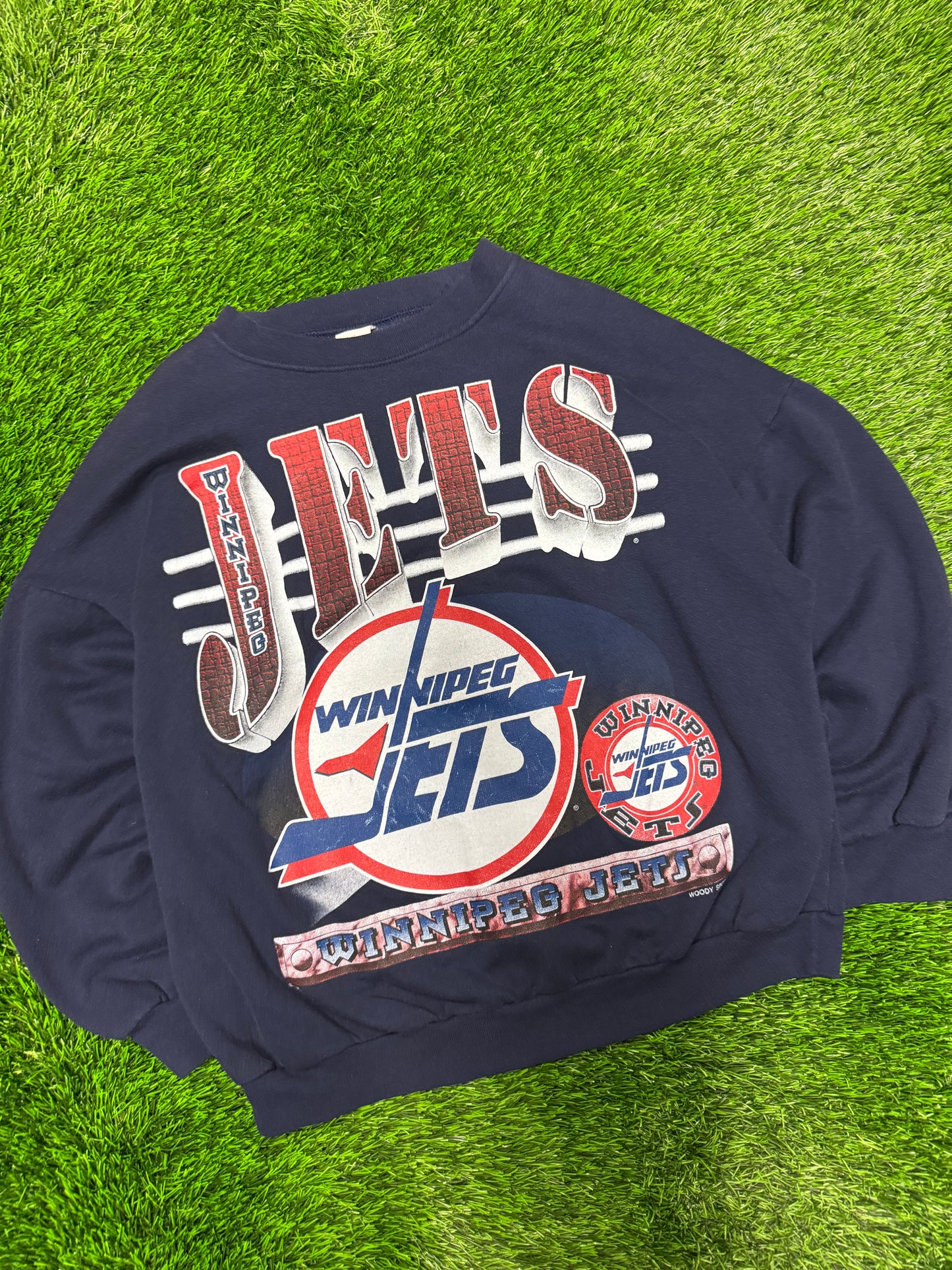 90s Winnipeg Jets Big Graphic Vintage NHL Boxy Crewneck (L)