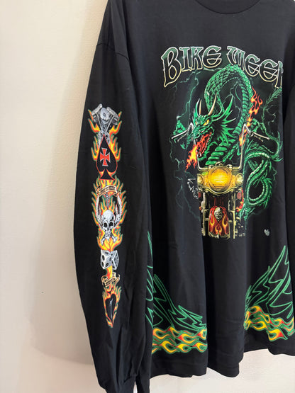 00s Bike Week Johnny's Dragon Flames Long Sleeve Shirt (XXL)