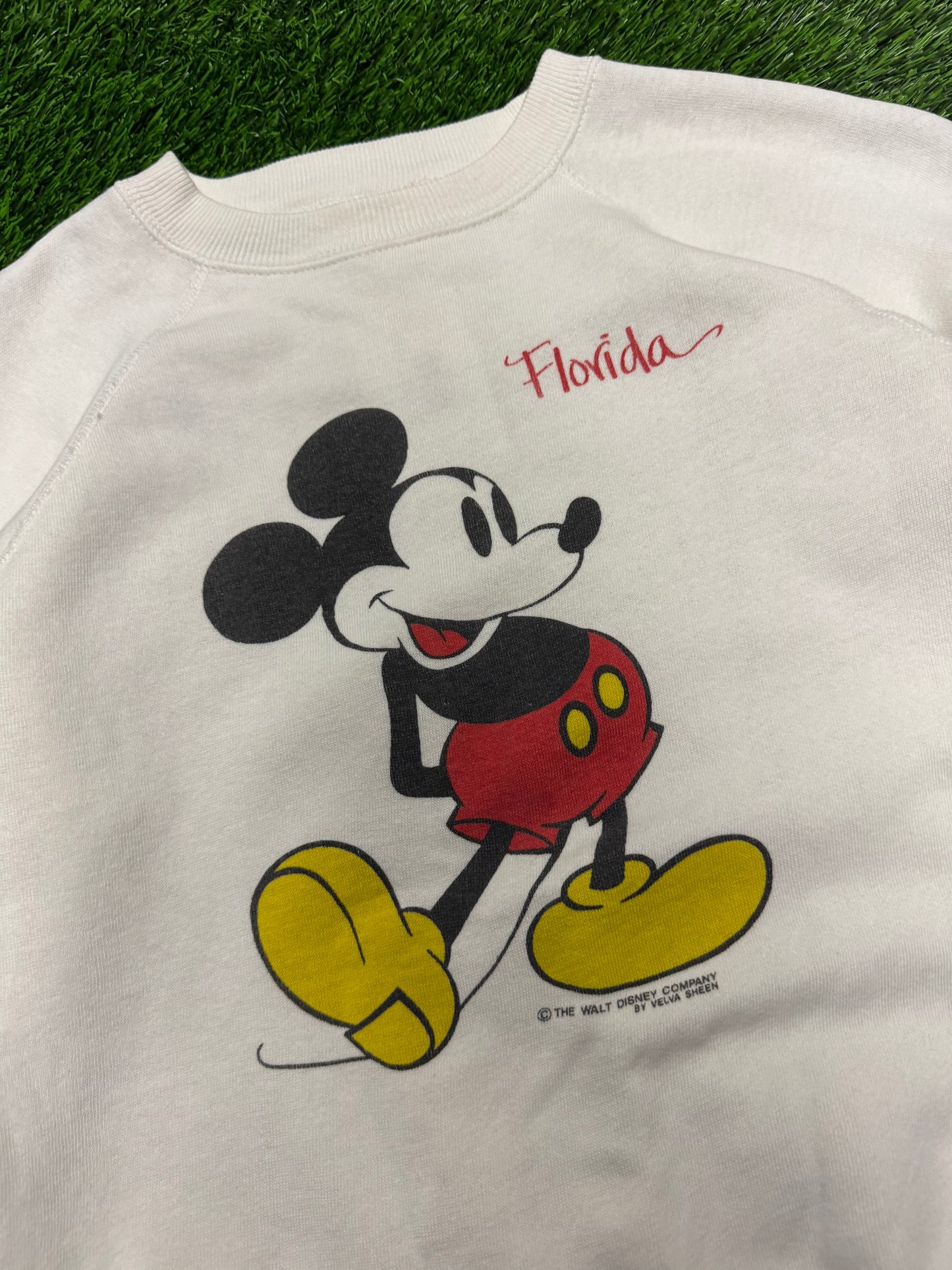 80s Mickey Mouse Disney Florida White Crewneck (M)