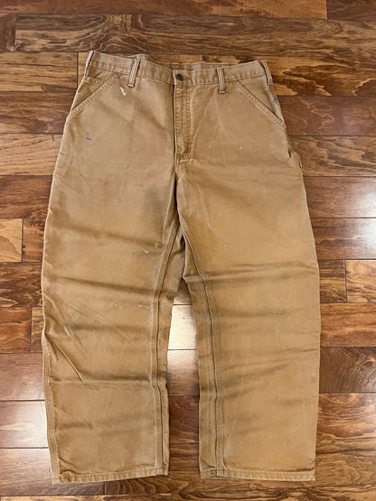 2007 Carhartt Dark Tan Paint Stained Pants (36 x 30)