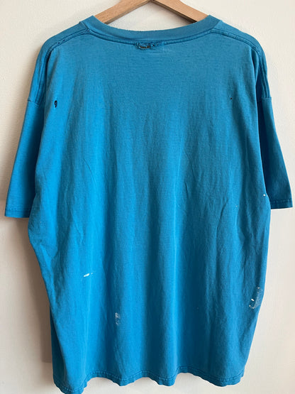 00s Carolina Panthers Thrashed Paint Blue Tee (XL)