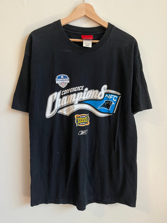 2003 Carolina Panthers NFC Champions Champs Black Tee (M)