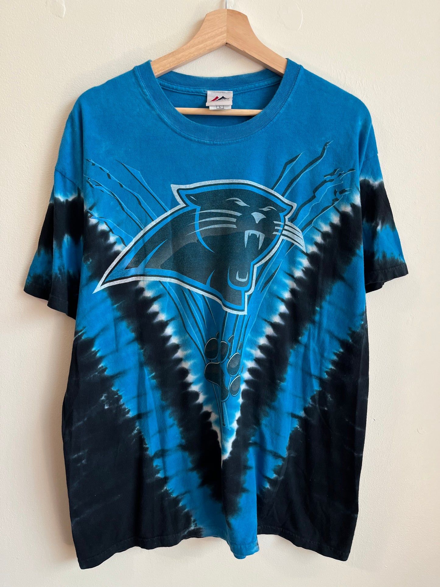 00s Carolina Panthers Old Cat Majestic Tie Dye Tee (L)