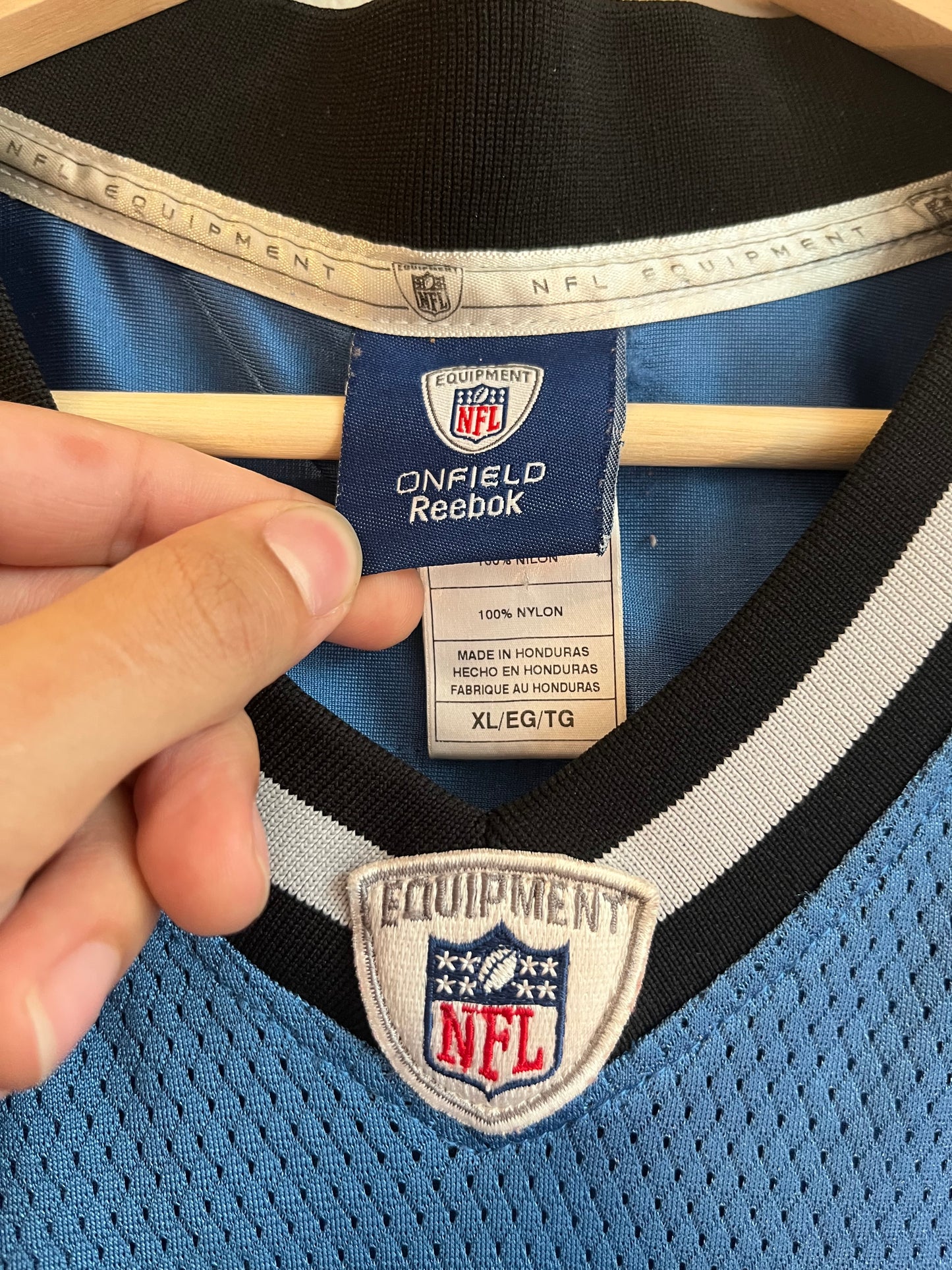 00s Detroit Lions Matthew Stafford Reebok Blue Jersey (XL)