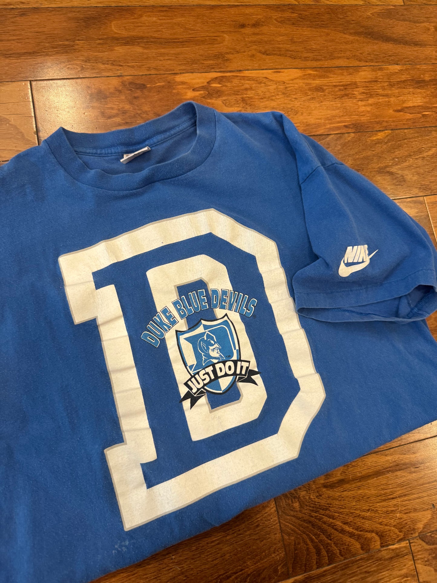 90s Duke Nike "Just Do It" Blue Tee (XL)