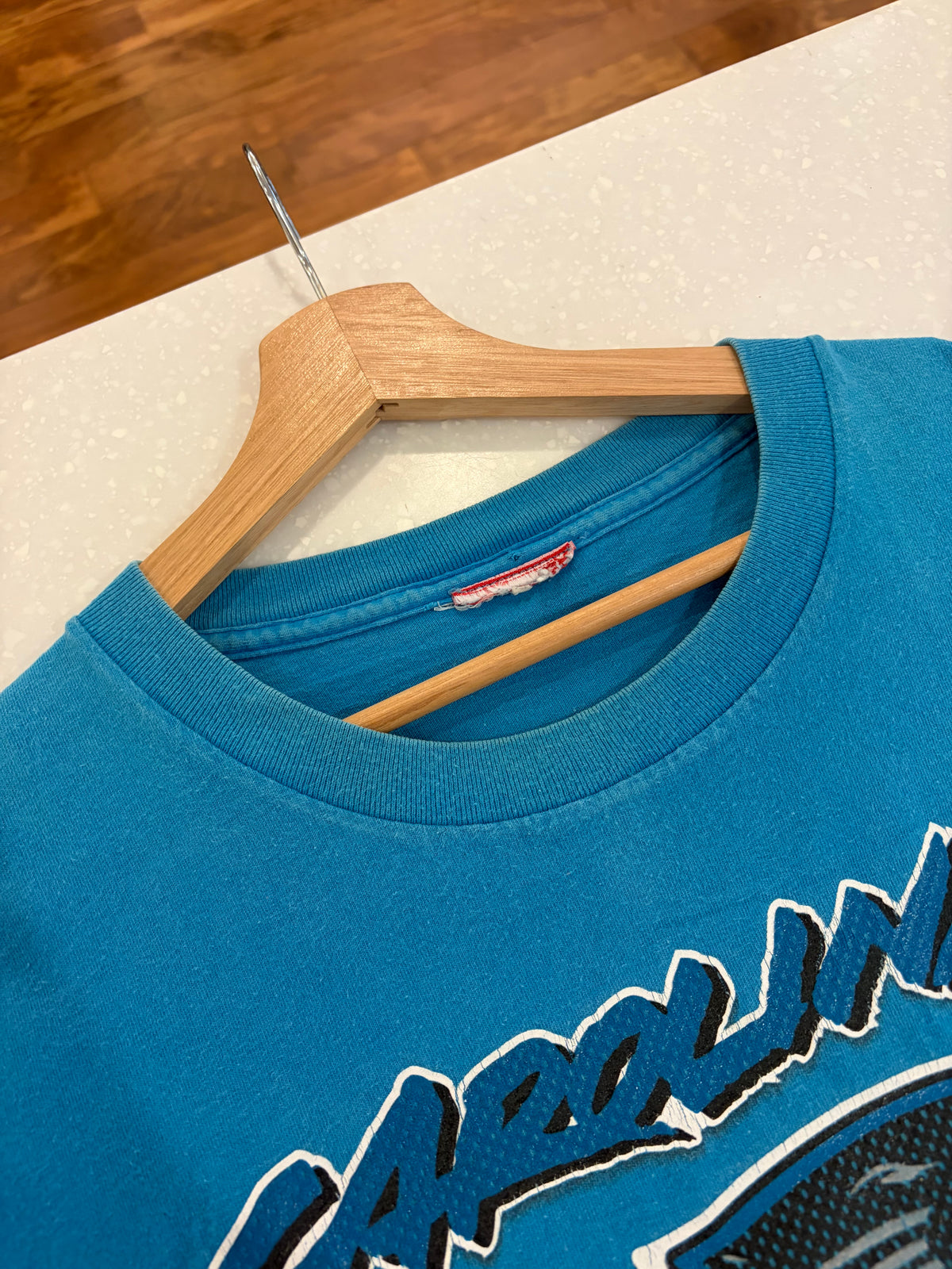 00s Carolina Panthers Blue Cat Scratch Tee (L)