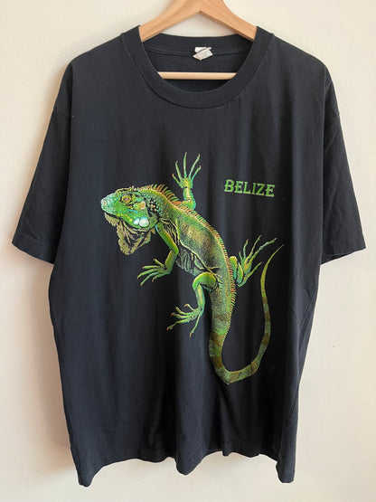 1990s Belize Destination Iguana Lizard Animal Tee (XXL)