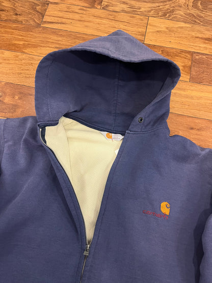 90s Carhartt Waffle Knit Vintage Faded Zip Up Hoodie (XXL)