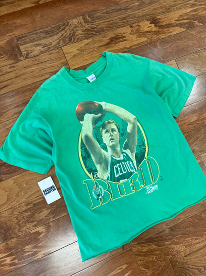 1990 Boston Celtics Larry Bird Vintage NBA Salem Cropped Tee (L)