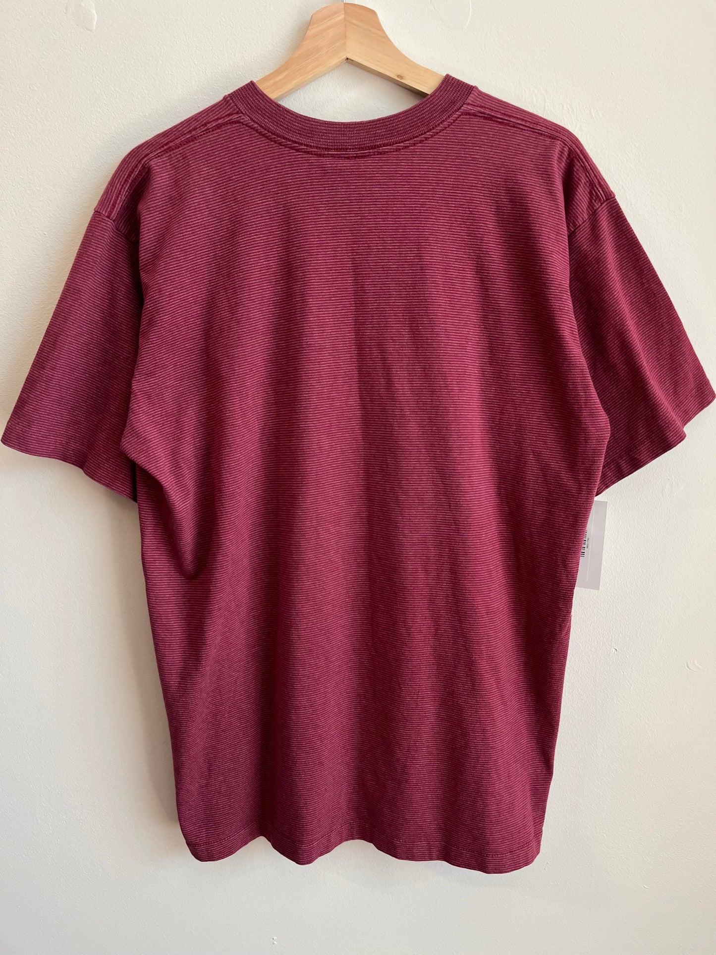 90s Mickey Mouse Disney Maroon Striped Tee (L)