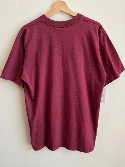 90s Mickey Mouse Disney Maroon Striped Tee (L)