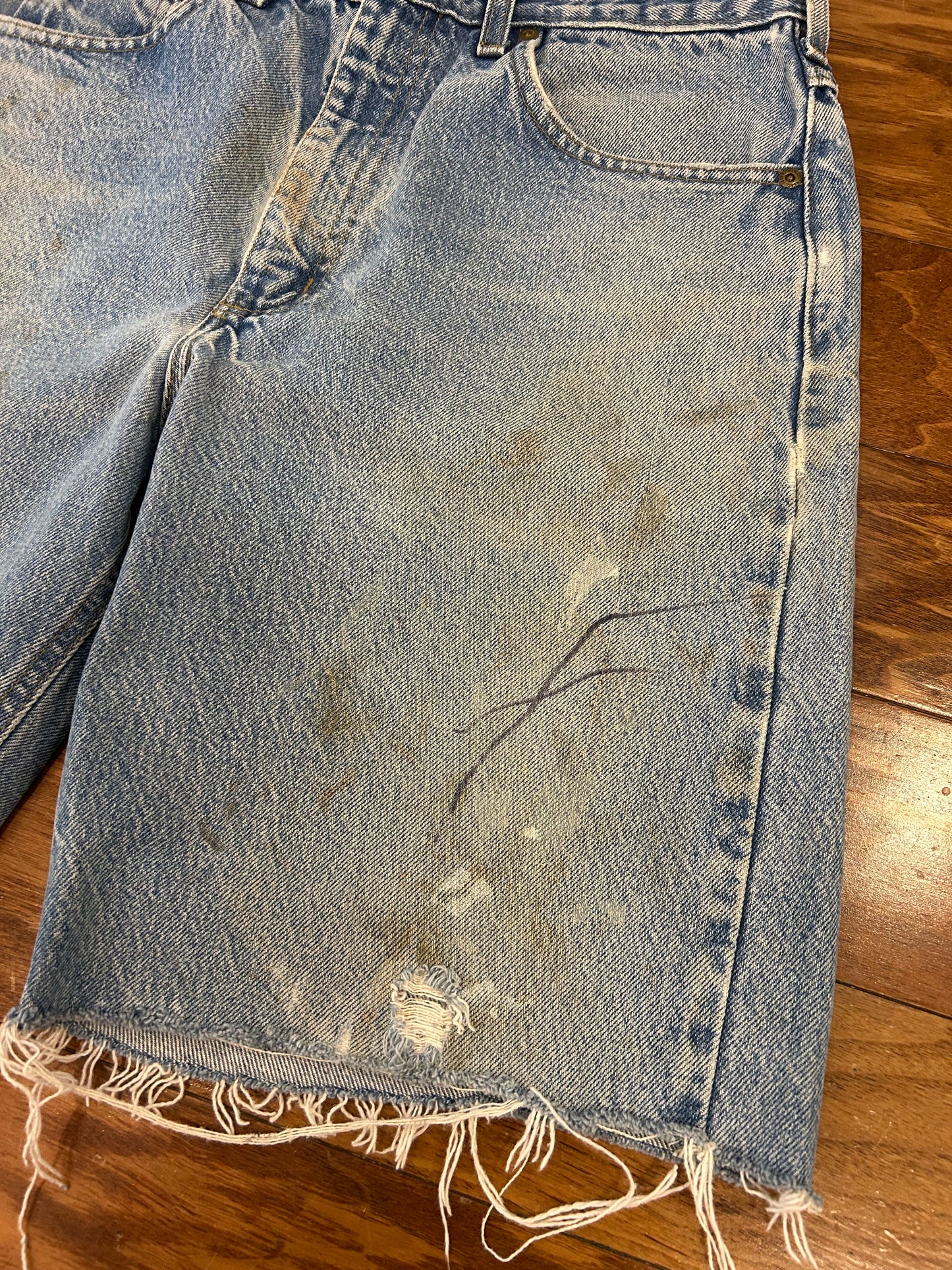 00s Carhartt Distressed Stained Jean Shorts (30)