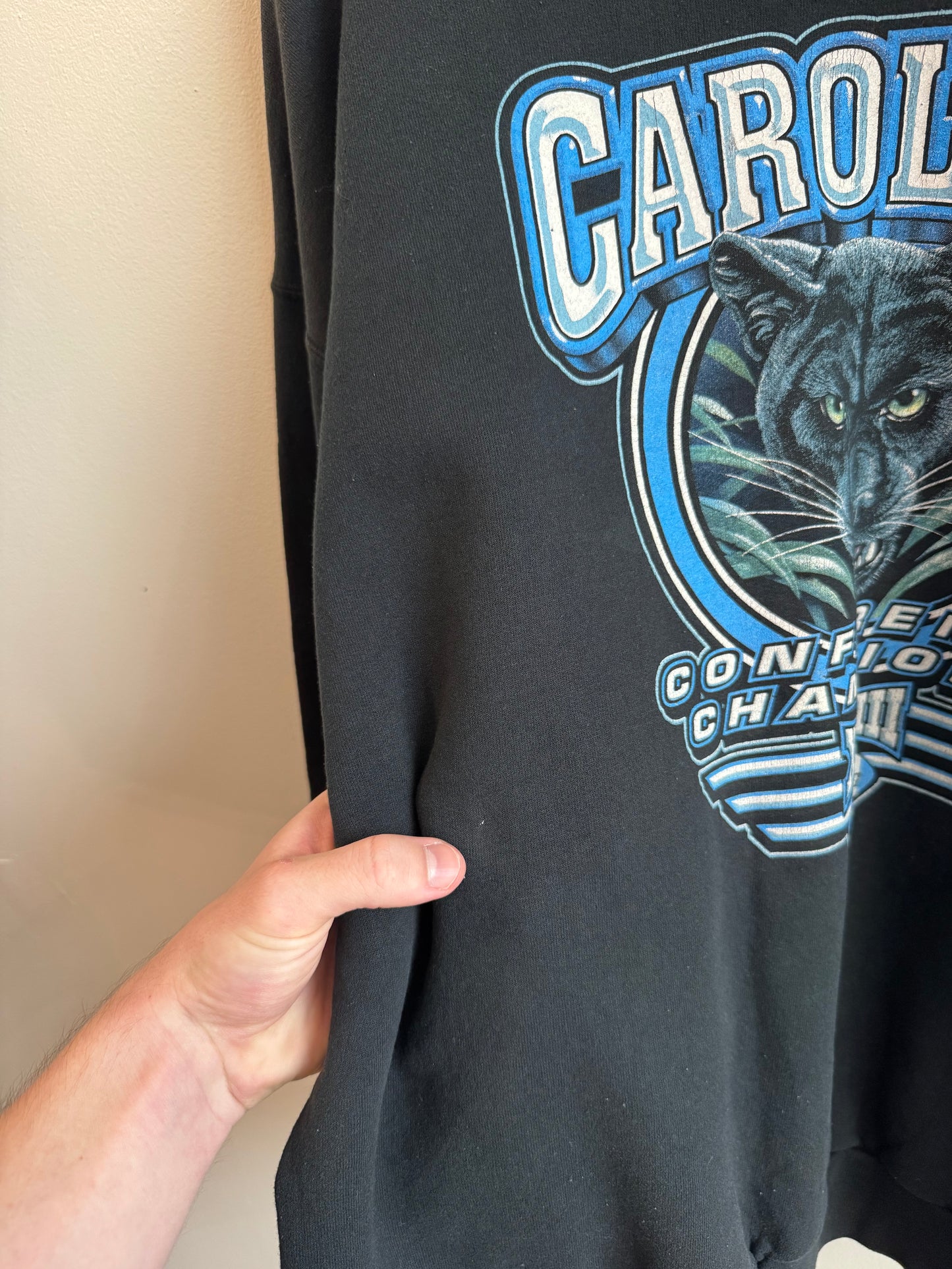 2004 Carolina Panthers Conference Champs Jungle Cat Graphic Crewneck (XL)