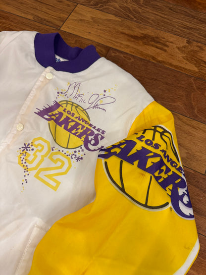 90s Los Angeles Lakers Magic Johnson Fanimation Satin Jacket (M)