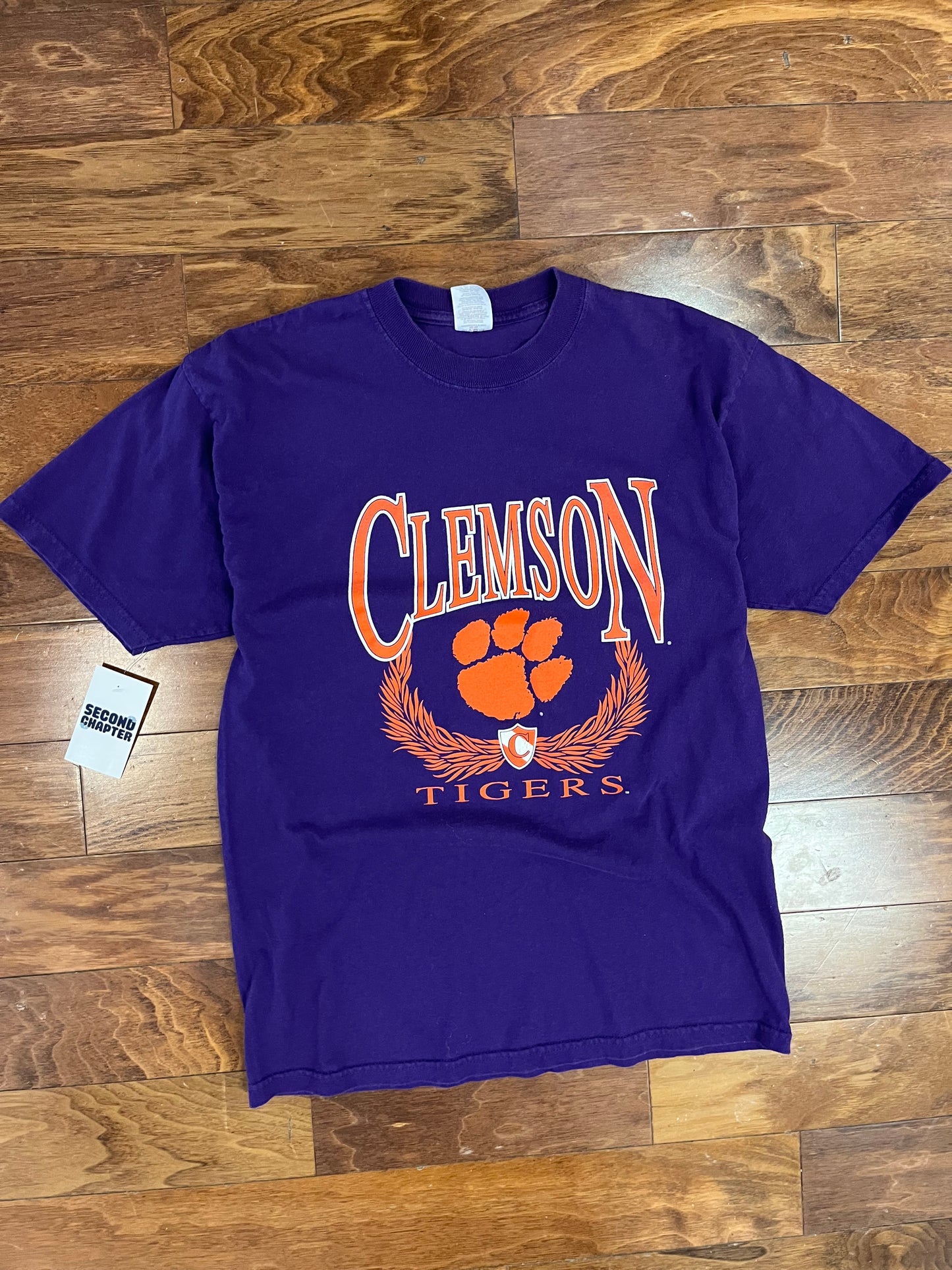 00s Clemson Tigers Spell Out Purple Tee (L)